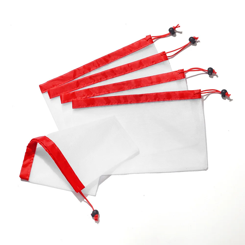 Eco Friendly Reusable Produce Transparent Washable Grocery Mesh Bags for Storage Fruit Vegetable