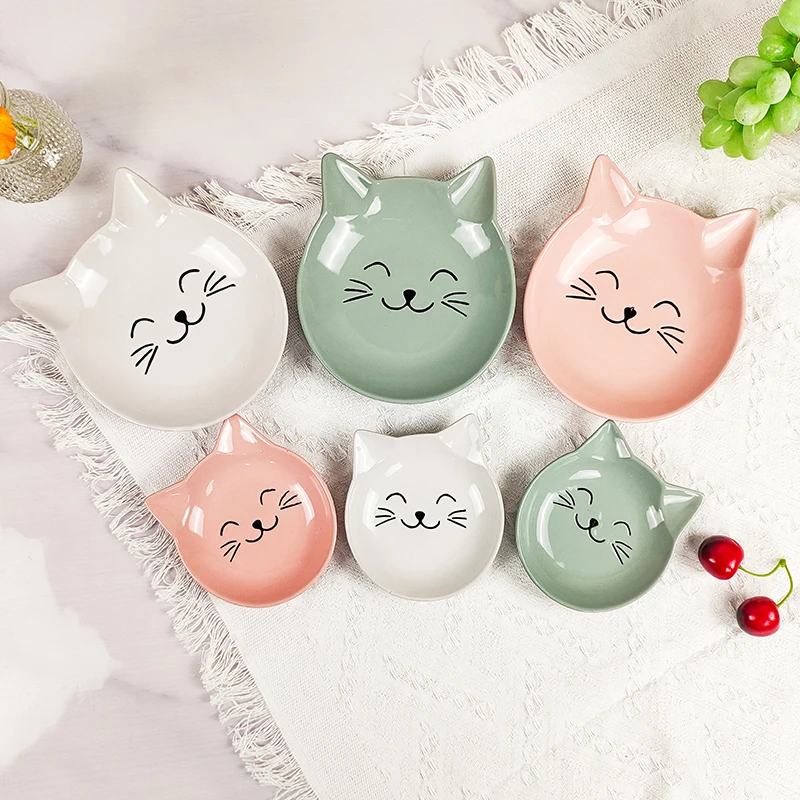24 Piece Sample Available Cute Cats Children/kids Ceramic Dinnerware Sets Plates Dishes Bowls with Mug Dinner Set