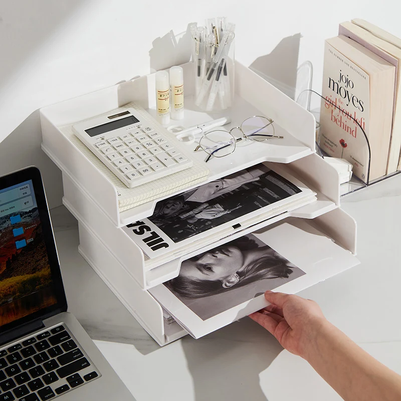 Stackable office Plastic Multi-slot Clear space Desktop Book Shelves File Book Organizer Office Desk storage tray for Magazines
