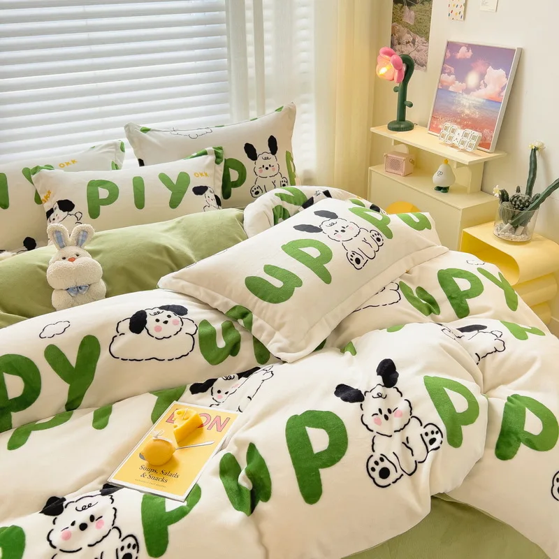 OEM high-quality good price new light luxury washed dacron and  Cotton silk embroidery four pieces bedding set