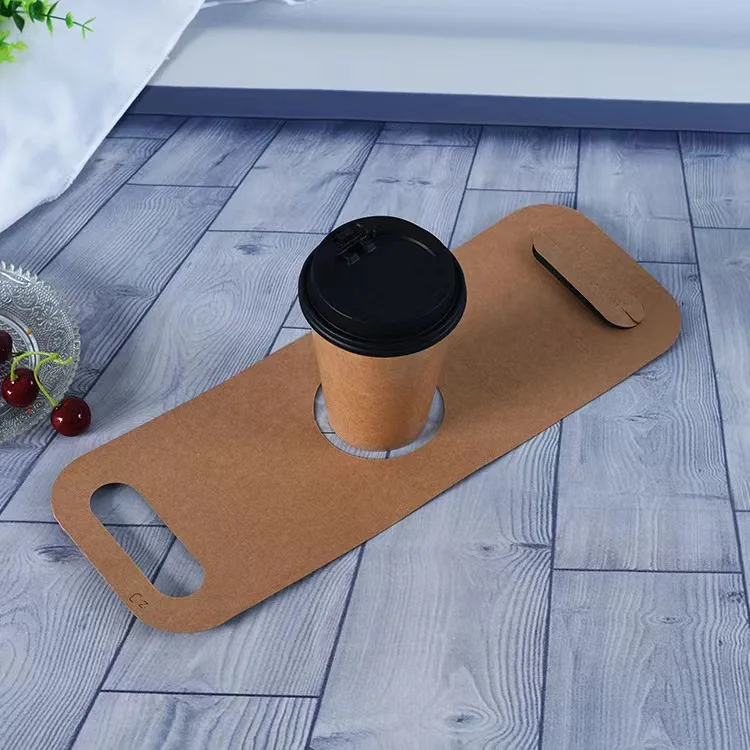 Cardboard Drink Carrier with Handle Portable Coffee Cup Holder Paper 2 Cup Takeout Tray Convenient Accessory Beverage Packaging