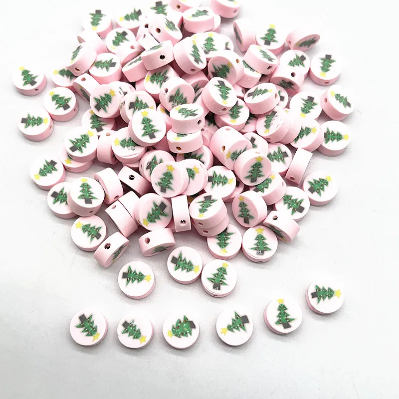 30 10 мм с рождественским узором бусины из полимерной глины на расстоянии свободные бусины для самостоятельного изготовления ювелирных изделий браслет ручной работы аксессуары