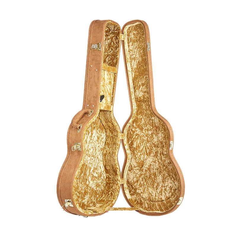 Hot Selling Leather Wooden Waterproof Shockproof Guitar Case Leather Handle Straight Professional Hard Case