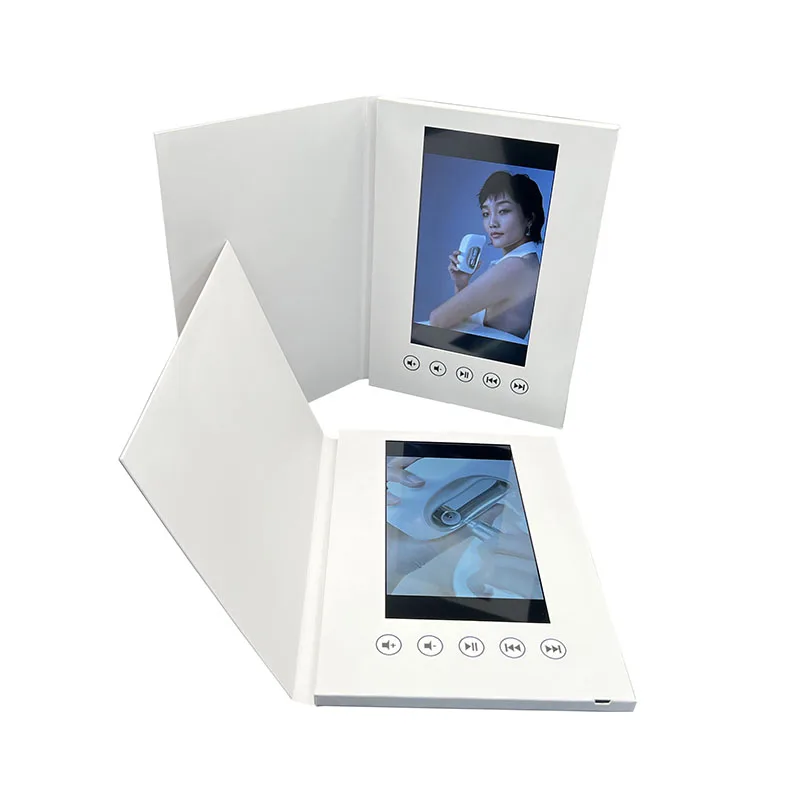 customized A5 Vertical plate 7 inch LCD video brochure card 10.1 inch hd ips tft white video brochure blank video book