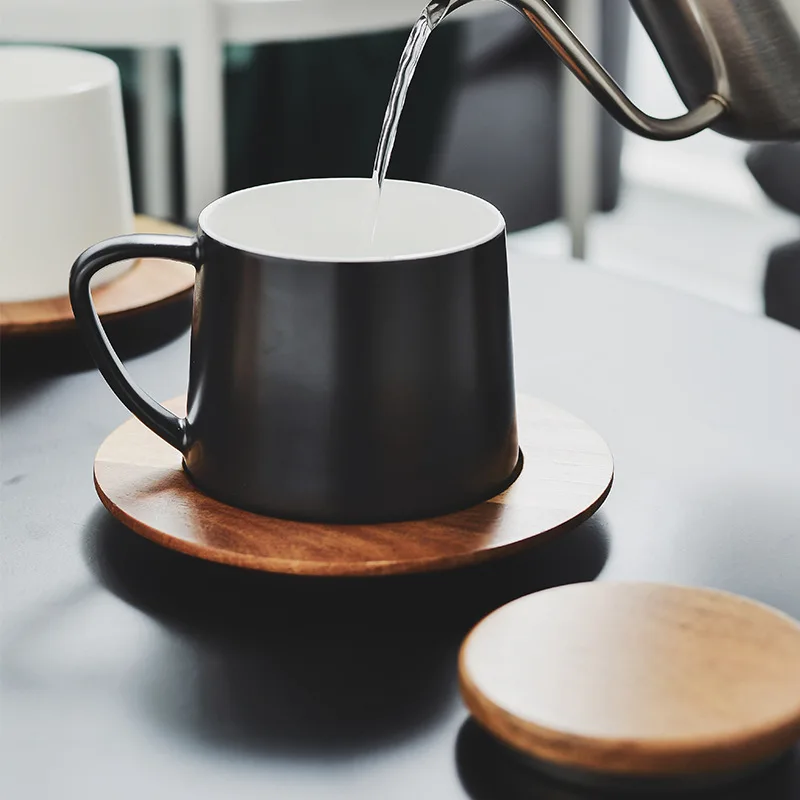 Ceramic cup European-style small luxury with lid and coaster home gift afternoon tea milk saucer coffee cup