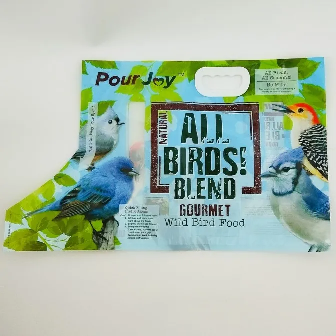 Special shape bag with handle Bird food plastic bag