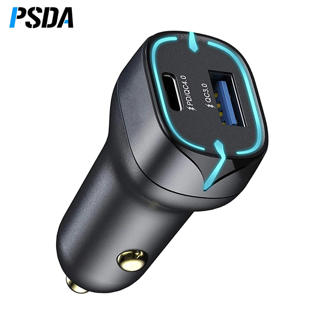PSDA USB Car Charger Quick Charge 4.0 3.0 Type C PD Fast Charging Phone Charger Car USB Charger for Huawei Xiaomi Samsung iPhone
