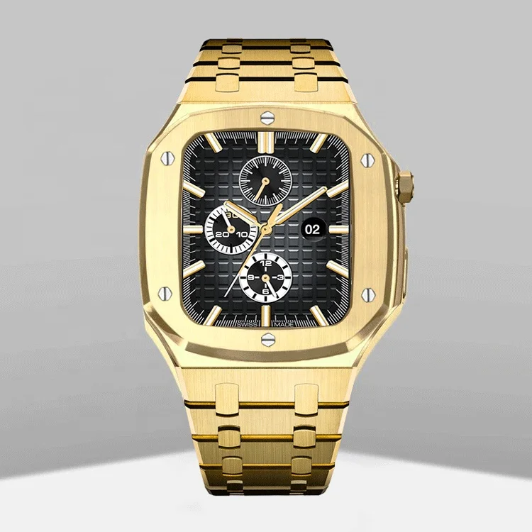 Luxury OEM 18K Gold Plated 44mm Stainless Steel No Smart Watch Case Protect Case for Apple Iwatch Series