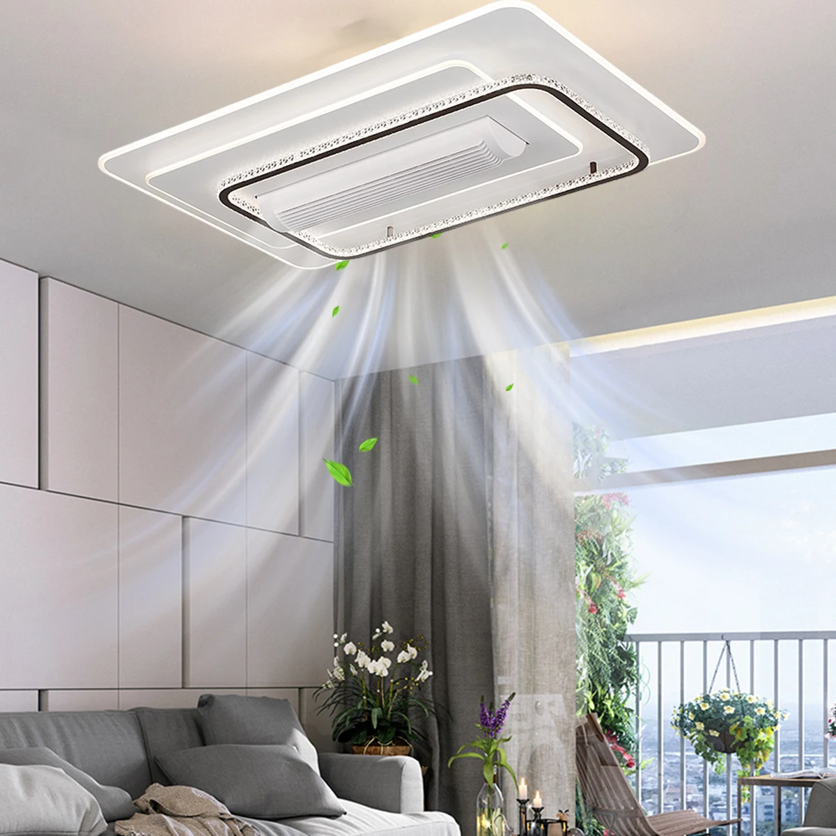 Modern Residential Dimmable Dc Motor Ventilador De Teto Decorative Remote Control Acrylic Light Led Ceiling Fan