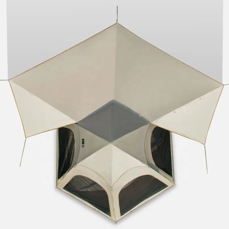 Large Space Anti-UV Outdoor Tents Hexagonal Double Layer Waterproof  Camp Tent For 4-6 Person Hiking Garden