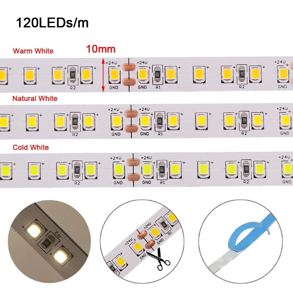Led Cabin Light 2835 120Leds 12V 24V Magnet Light Strip Removable Free-Installation Aluminum Shelve Light Strip