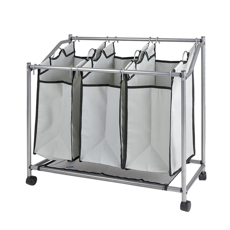 Tenice Laundry Hamper, Large Storage Basket Sorter 3 Section Bag Organizer, Heavy Duty Laundry Cart Baskets with wheels