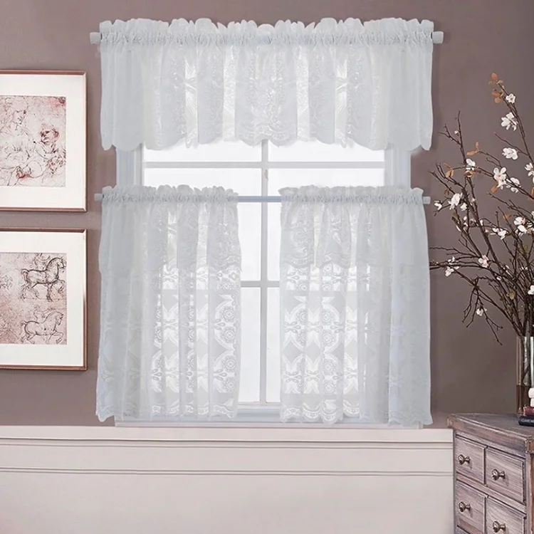 white lace sheer kitchen curtains set modern kitchen curtains