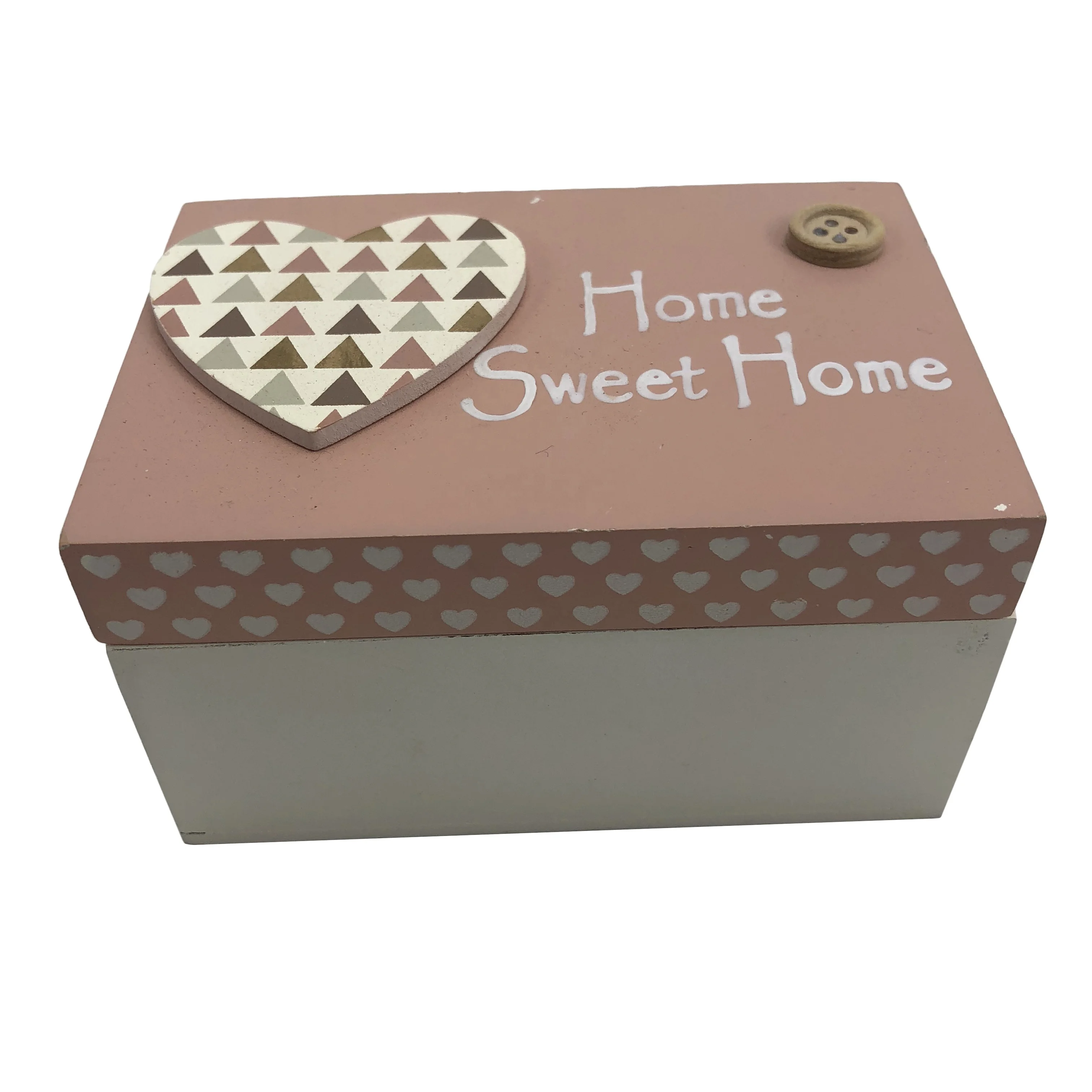 Custom Pink Cute Design Fancy Painted Rectangular Mini MDF Decorative Small Wooden Gift Box For Decor