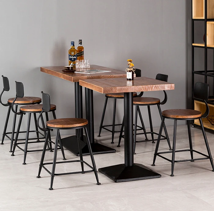 Industrial Vintage style Solid wood Cafe Table and chair furniture wood coffee tables