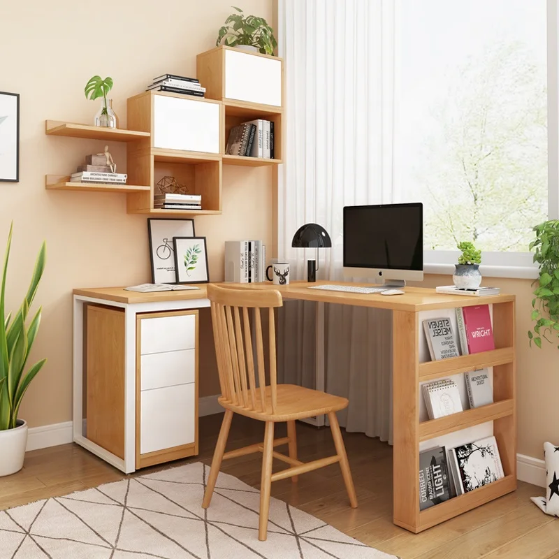 Современная Деревянная компьютерная мебель для дома, офиса, спальни, детского кабинета, стол с шкафом