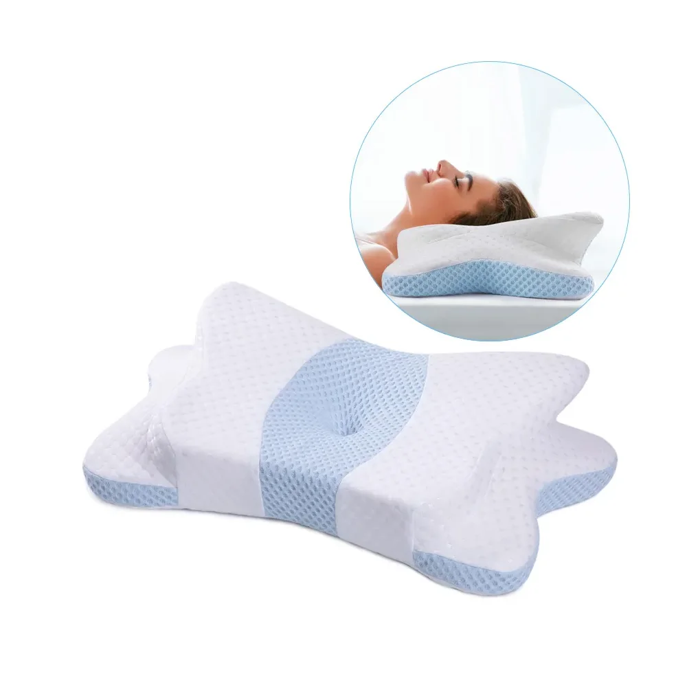 Customised Memory Foam Cervical Pillow Ergonomic Contoured Pillow 100% Polyester 40 Neck Triangular Pillow Henan Wedge 1.5-2 Kg