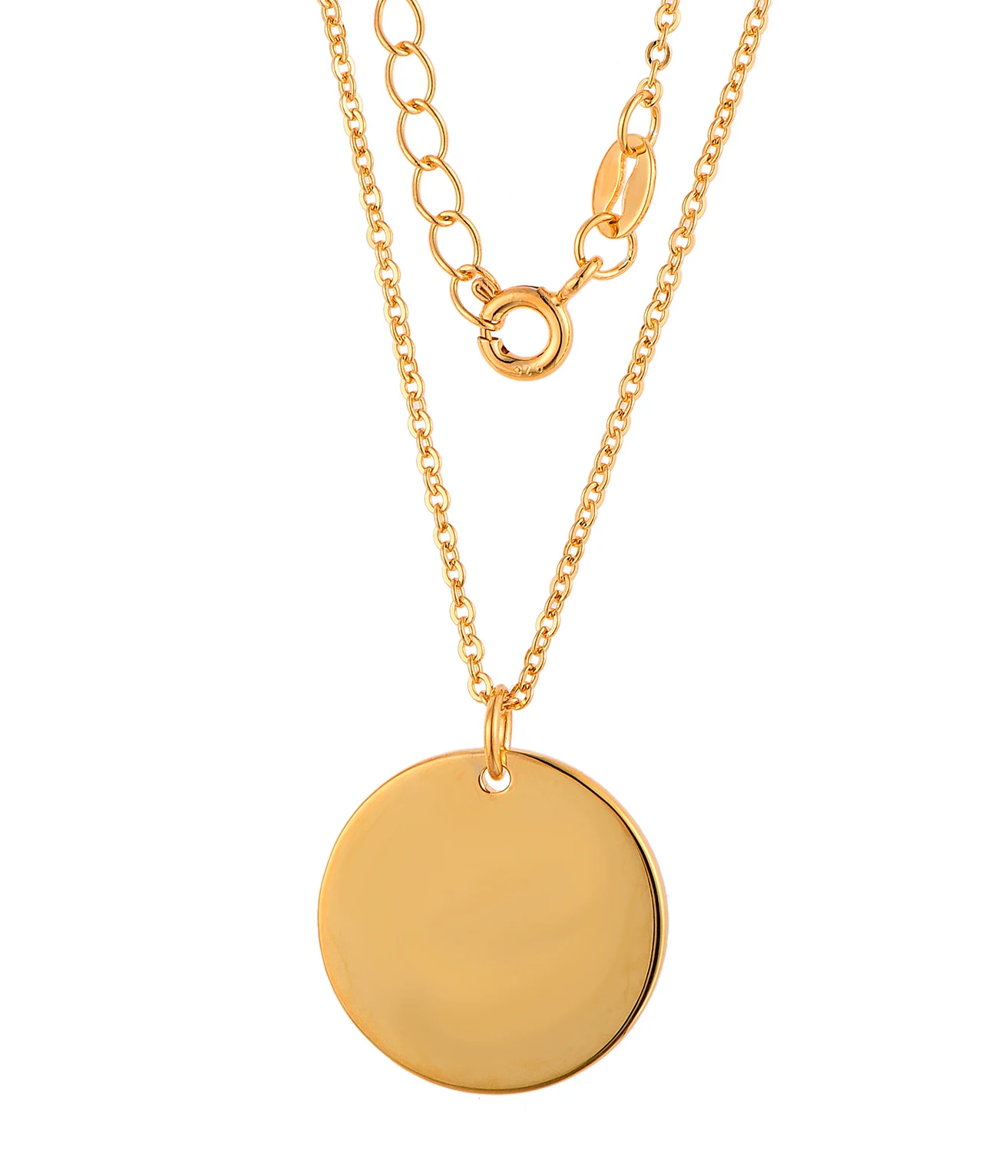 Blank Disc Pendant Custom Necklace 925 Silver 14K 18K 24K gold plated Round Coin Pendant Necklace wholesale jewelry fine jewelry