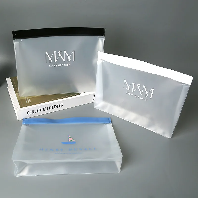 2024 Promotion clear frosted reusable cosmetic bags frosted EVA makeup pouch with black ring zipper