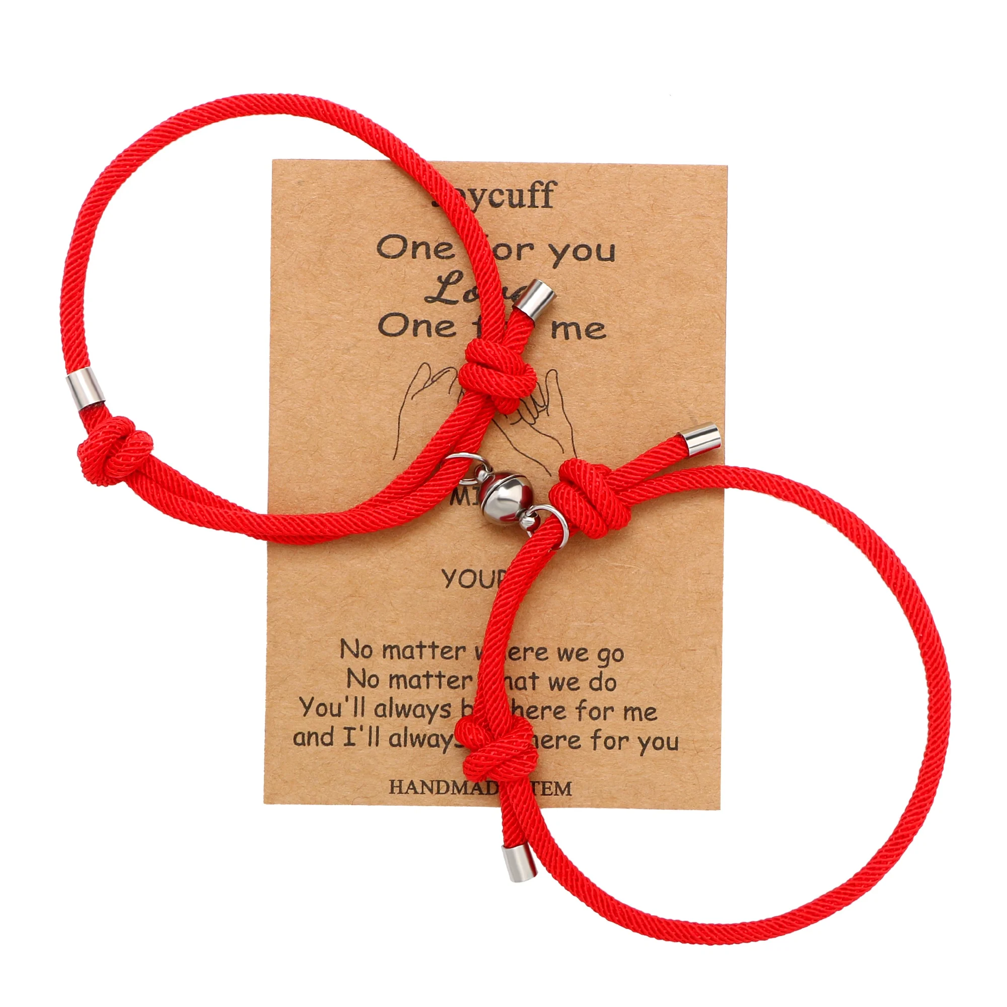 Low MOQ  DIY Thread Bracelet Mens Women Adjustable Magnet Red Bracelet For Lovers Couple Rope Bracelet