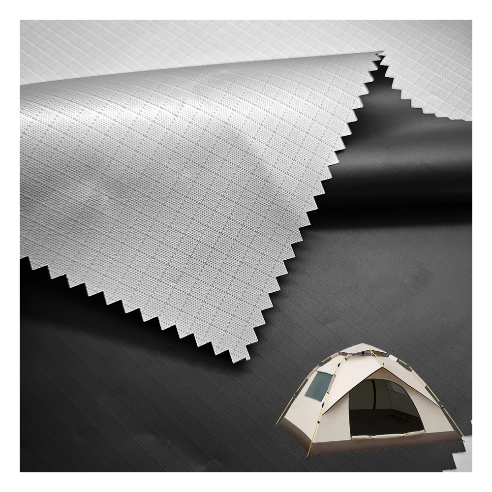 100% polyester waterproof 200D plaid silver-coated oxford fabric blackout vinyl PU oxford tent fabric