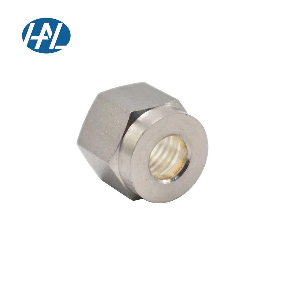 Custom 304 316 316L stainless steel female nut ferrule nut silver plated 316 stainless steel nuts