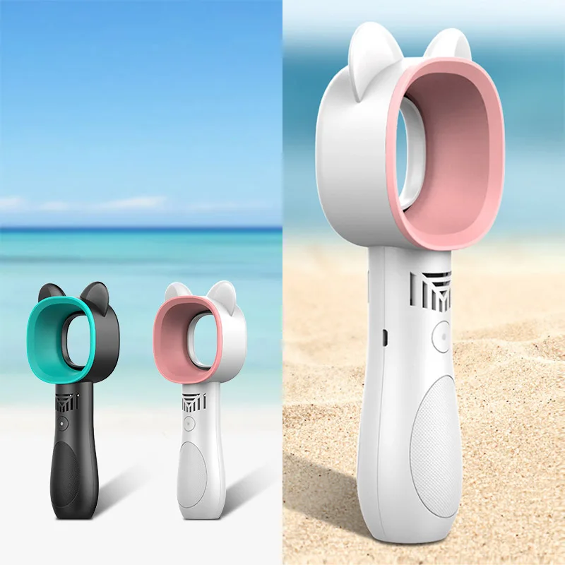 Cute Cat Portable USB Mini Fan Bladeless Rechargeable Handheld Summer Outdoor Mini Cooling Fan