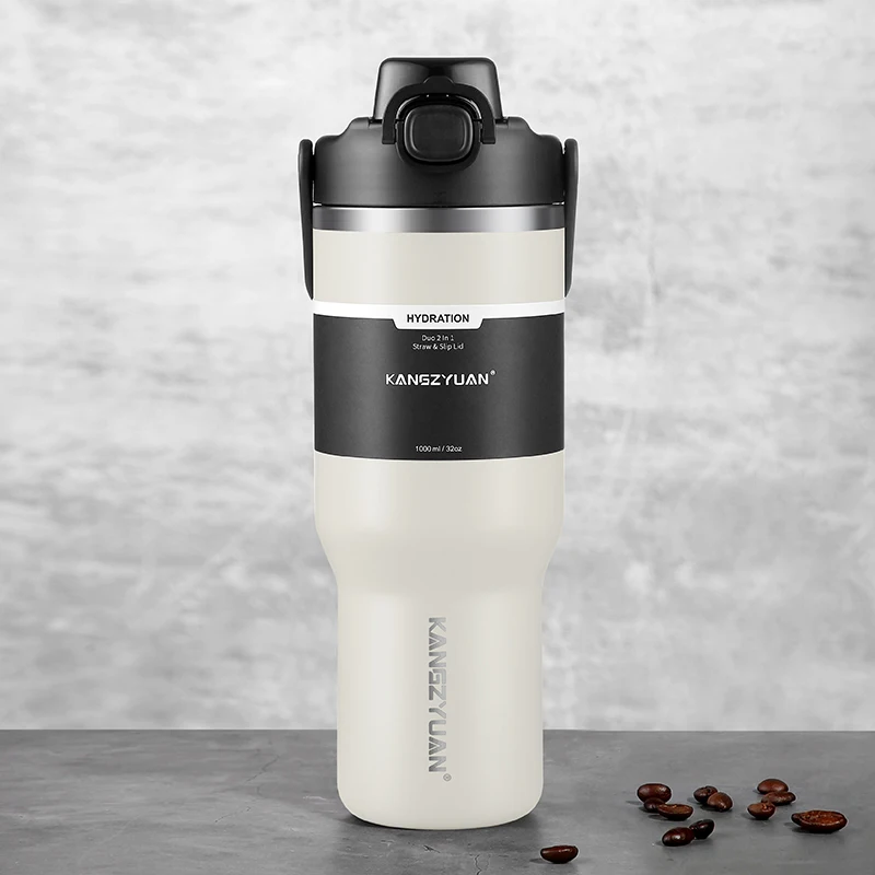 Customizable Gym Sport Drinking Water Bottles Double Wall SUS304 Coffee Aquaflask Tumbler Cup With Lid And Straw