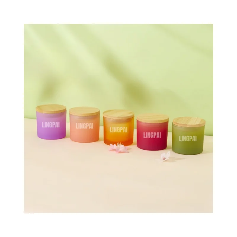 Fresh color high-quality glass candle container for candle making, custom recyclable transparent luxury glass candle jar