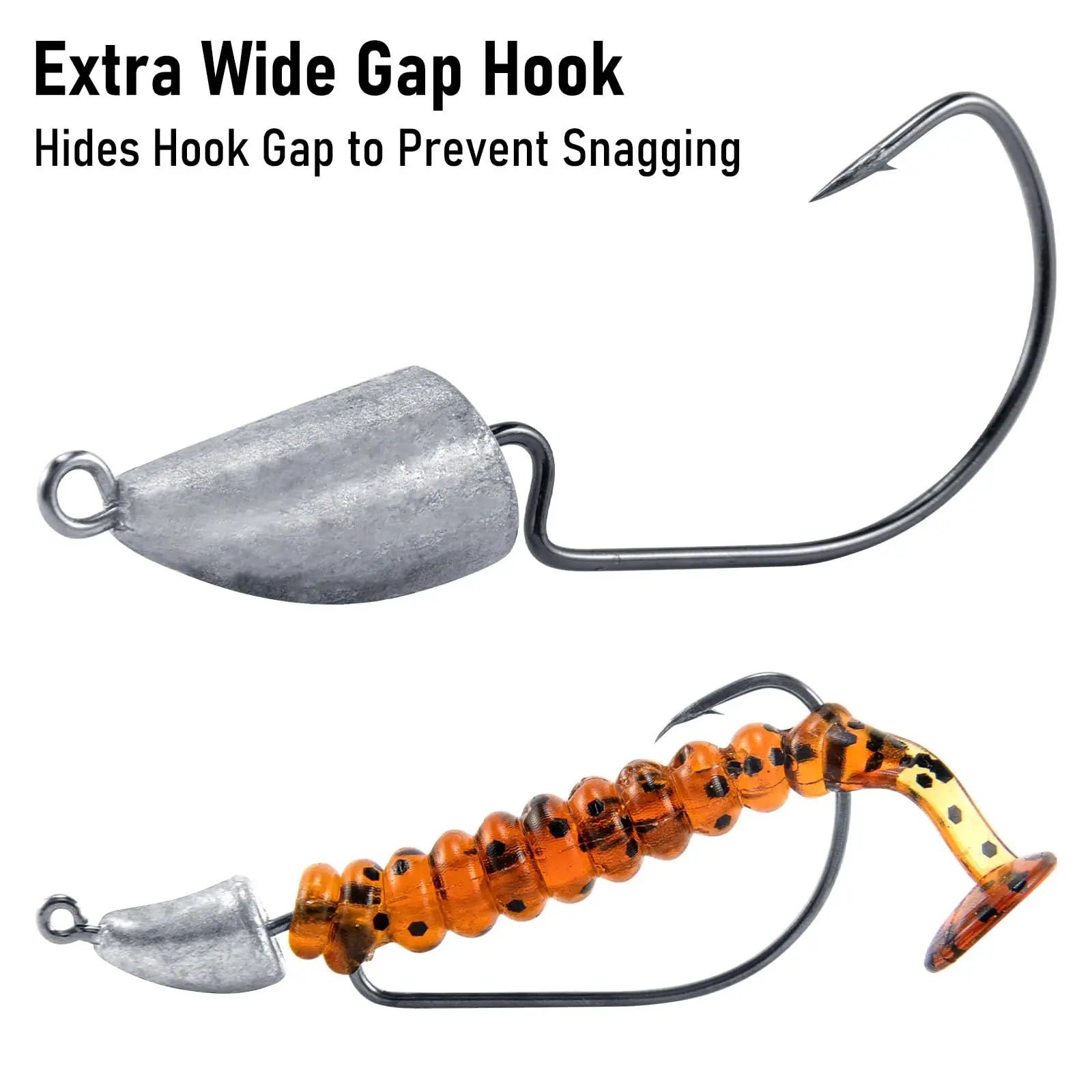 TOPIND Bullet Jig Head Hooks Bass Fishing Soft Worm Jig Hook with Barb