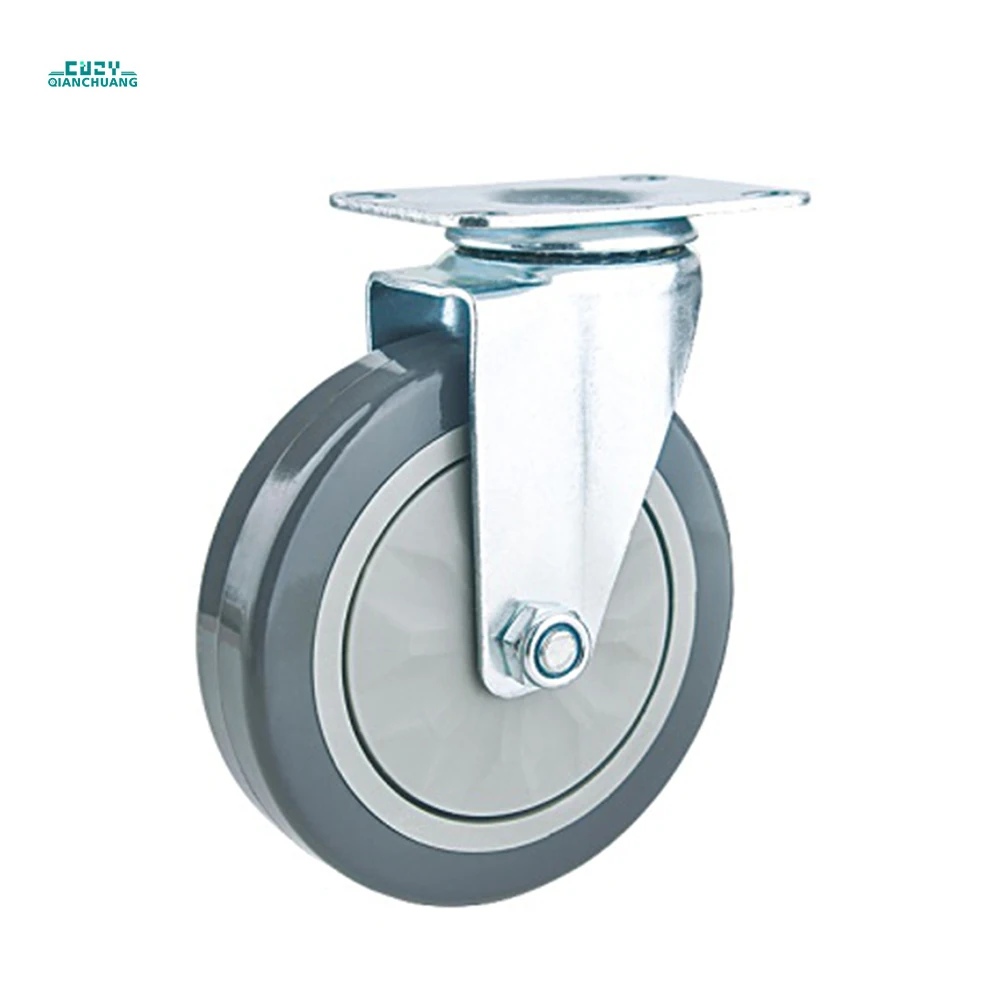 Сверхмощные колесики 4 дюйма средние серые Одноосные плоские подвижные промышленные колесики