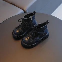 Kids Martin Boots For Girls Casual Shoes Spring Autumn Fashion Ankle Boots Versatile ZIP Leather Shoes Non-Slip Chic Booties