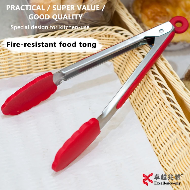 Антипригарный недорогой домашний кухонный гриль для барбекю 7 дюймов мини термостойкий силиконовый Тонг приготовления пищи