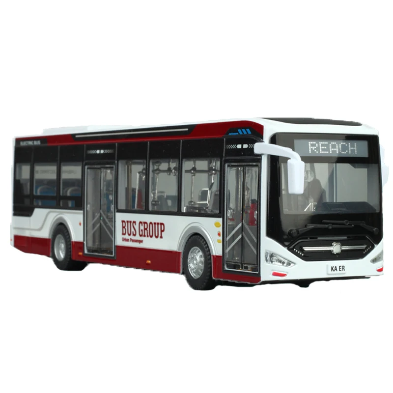QS Low Price 1:42 Scale Alloy Kids Educational Toys Vehicle Metal Friction Function City Bus Die Cast Model Car Toys With Lights