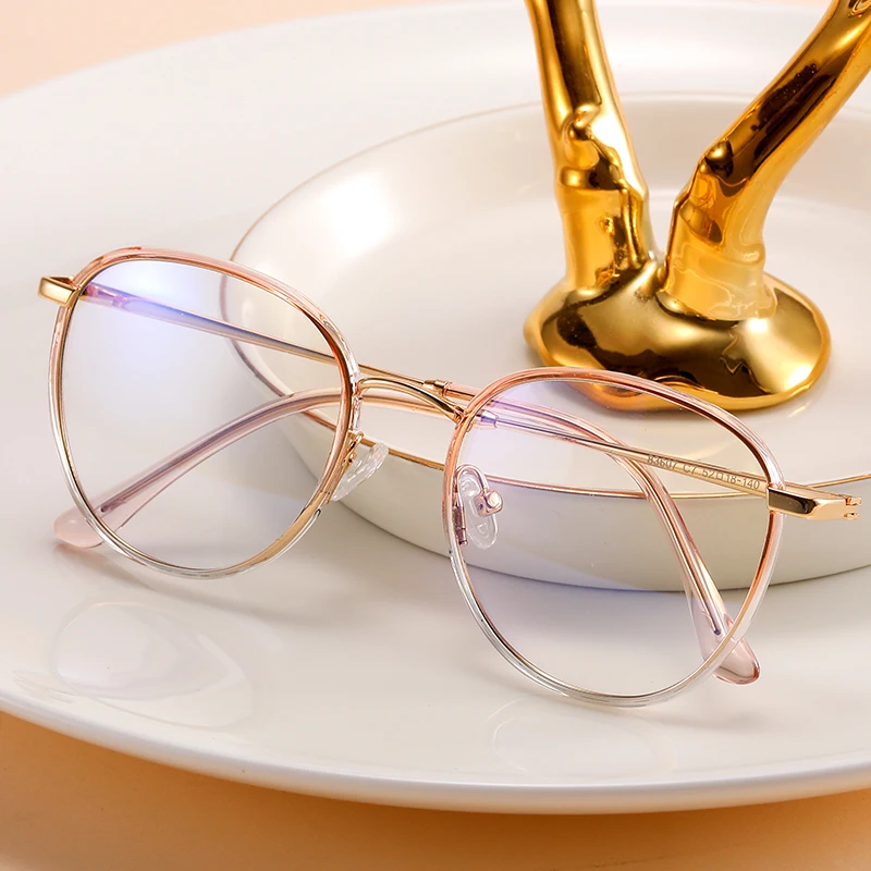 MS 83607 New Fashionable Anti-blue Light Eyewear Cute Round Frame Metal Women Optical Glasses With Customized Logo