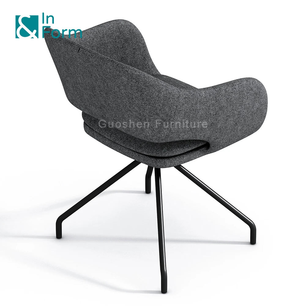 Anti-Wear Fabric Armrest Multi-purpose Fixed Metal Legs Designer Reception Waiting Room Guest Visitor Office Leisure Arm Chair