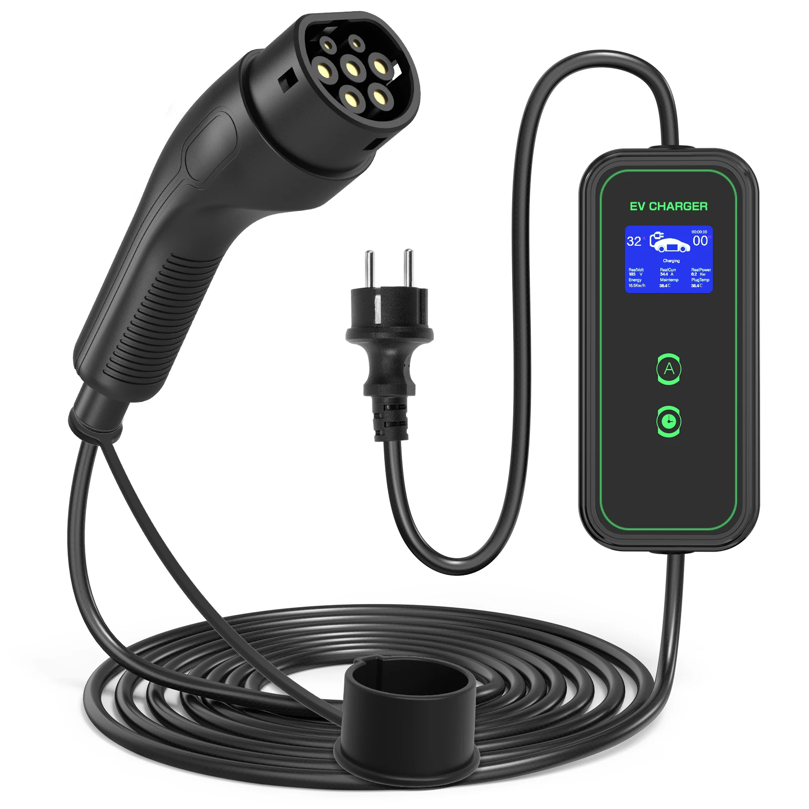 GOODLINK Portable Electric Vehicle Charger type 2 16A/3.5KW Type 2 charging cable with LED Indicators