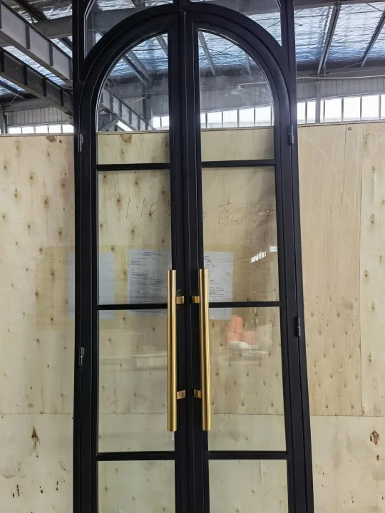 American Double Exterior Glass Arch Entry Main Door Interior Wrought Iron Doors