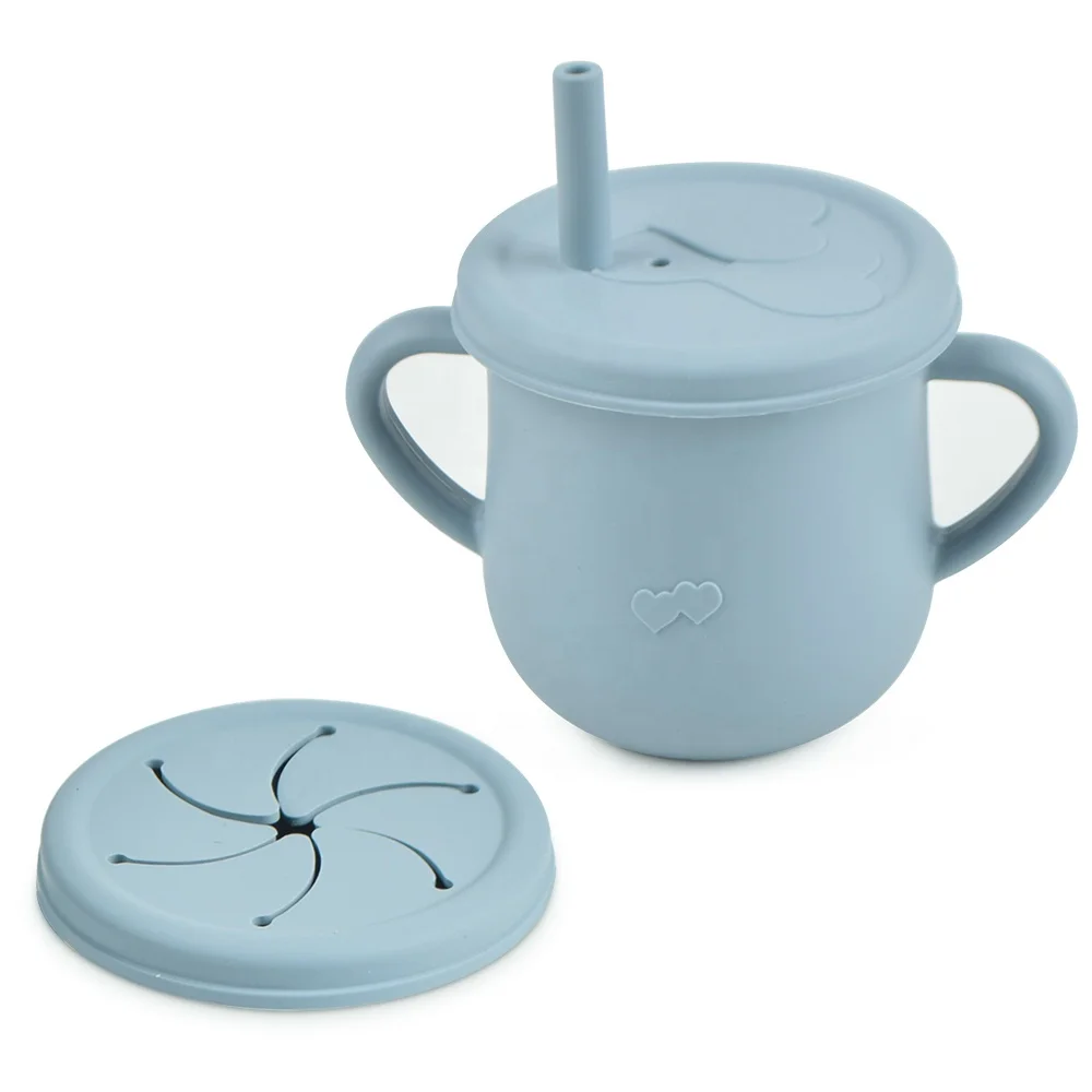 Customized Food Grade BPA Free Kids Silicone Training Baby Cups For Baby Drinking With Lids Or Straw Snack Cup Toddler Cup