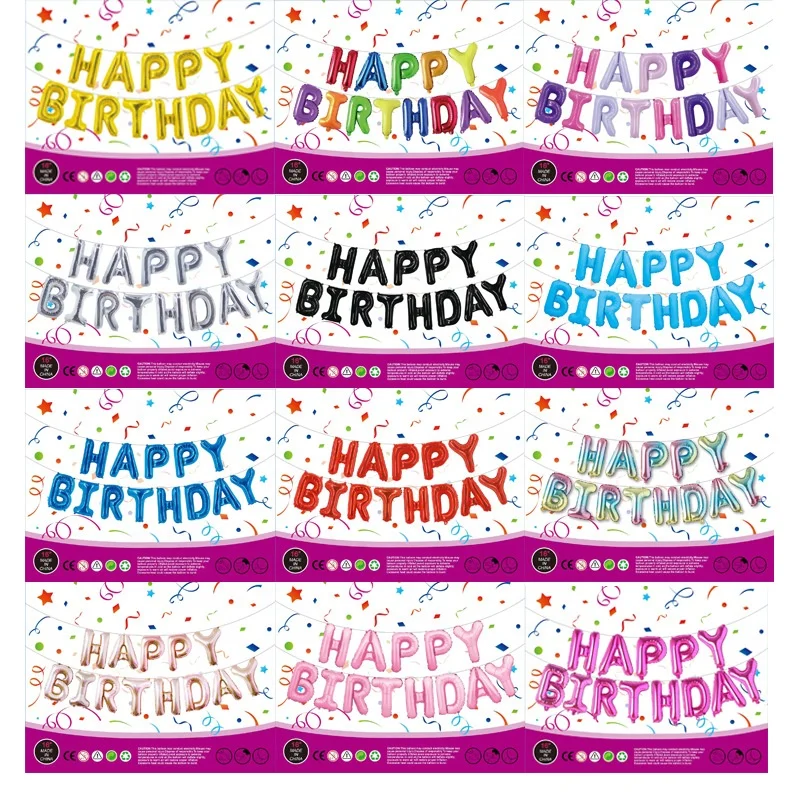 TLX 11 Year Party Decoration Supplier Wholesale 16 inch HAPPY BIRTHDAY Letters Foil Helium Alphabet Party Balloons Banner Set