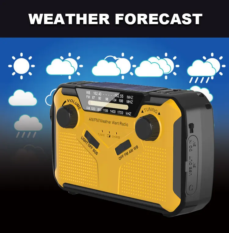 
Portable Mini Emergency Crank Radio 2500mAh for Solar Hand Crank Portable AM/FM/NOAA Weather Radio 