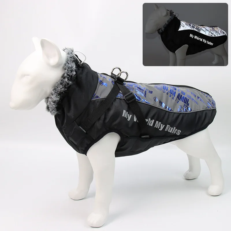 Outdoor Pets Jacket Reflective Adjustable Pet Dog Clothes With Harness Hole