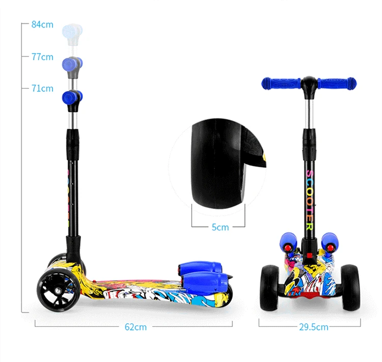 Baby Kids Toy 3 Wheel Multi Function Wholesale Cheap Foldable Electric Scooter With Music Sprayer