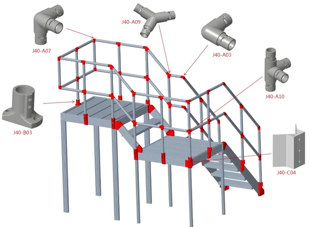 Aluminum Alloy Safety Rolling Mobile Aluminum Working Maintenance Platform Step Ladder With Handrails for Warehouse