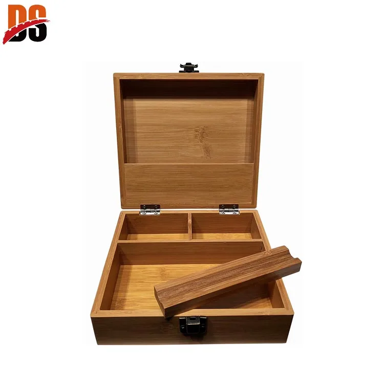 Large Matte finished Locked Wooden secret stash box with rolling tray
