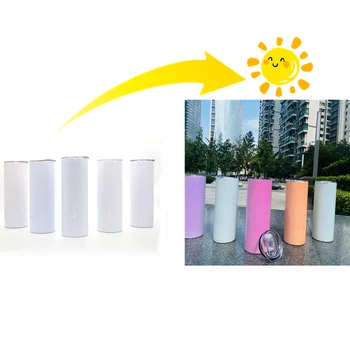 US warehouse  20oz Uv color changing stainless steel straight sublimation tumbler