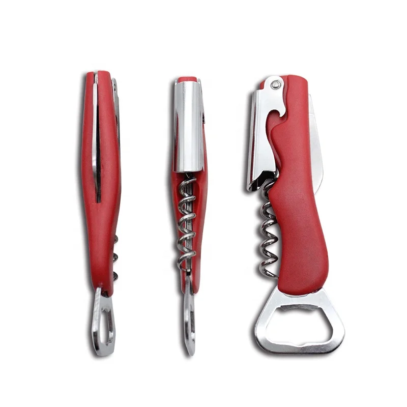 Hot sales cheap multi-function plastic and stainless steel 3 in 1 wine and bottle opener corkscrew
