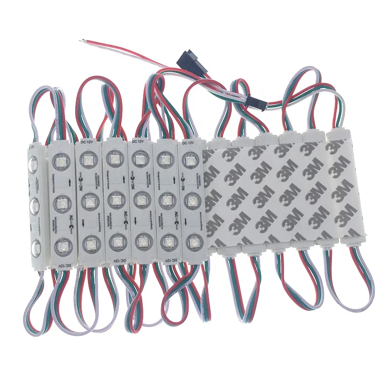 High quality 3LEDs rgb Led Module Ws2811 IC DC12v 0.75w IP65 Full color Advertising digital signage 5050 smd Led Module