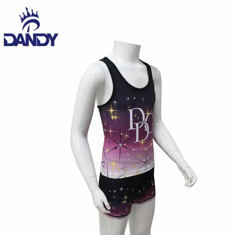 Dandy custom sublimation dance team cheer training clothes tank top shorts children wear dance