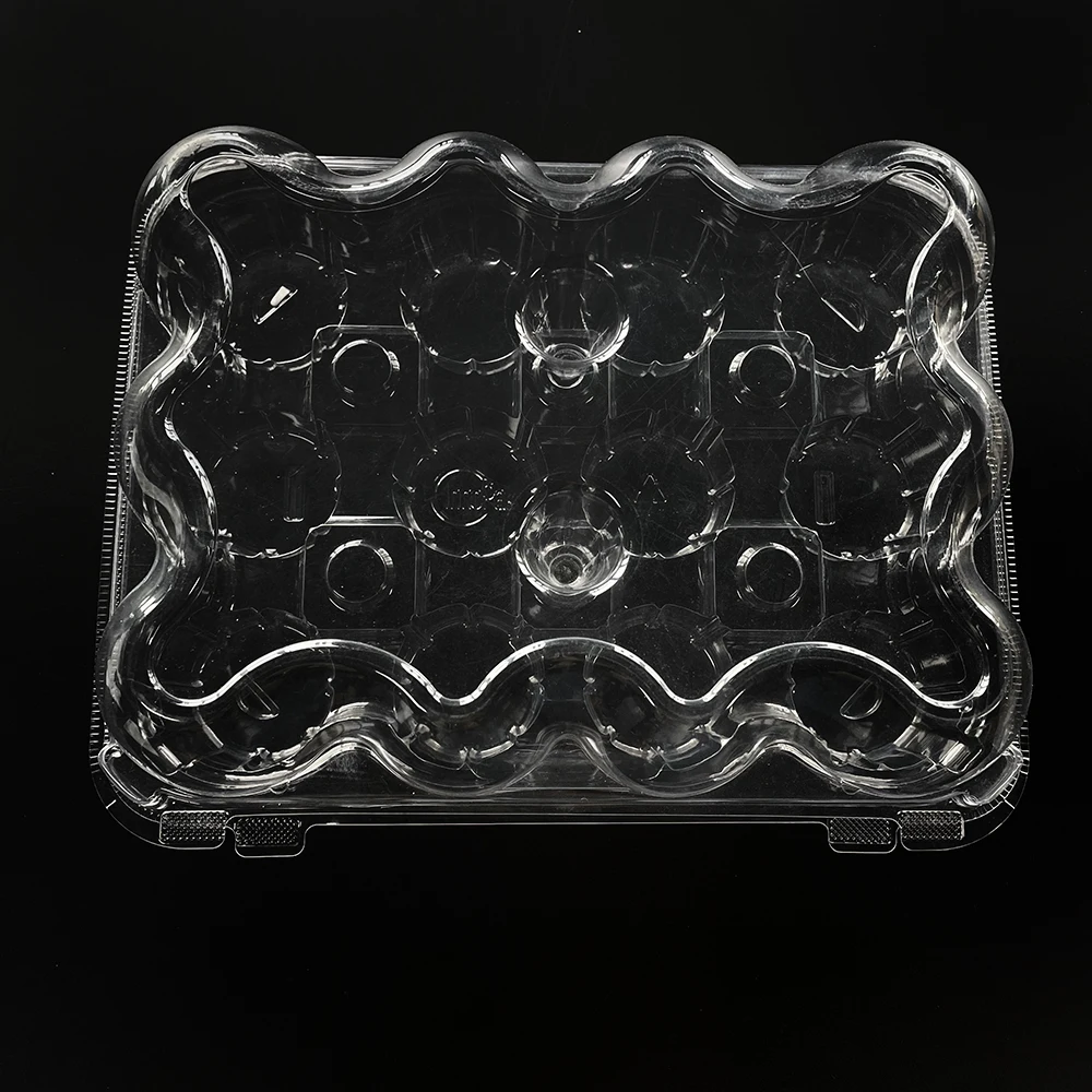 Customizable plastic containers for cupcake PET Packaging boxes for bakery 12 cavity cupcake container plastic